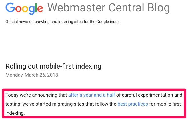 mobile-first indexing update
